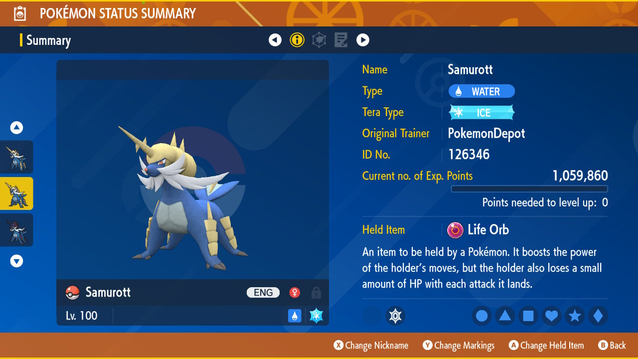 #503 Samurott (Unova or Hisui) (Alpha in PLA)