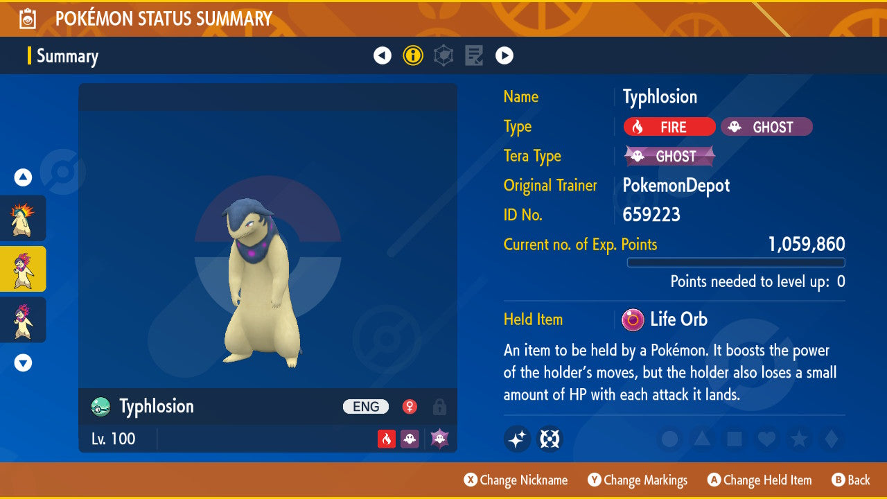 #157 Typhlosion (Johto or Hisui) (Alpha in PLA)