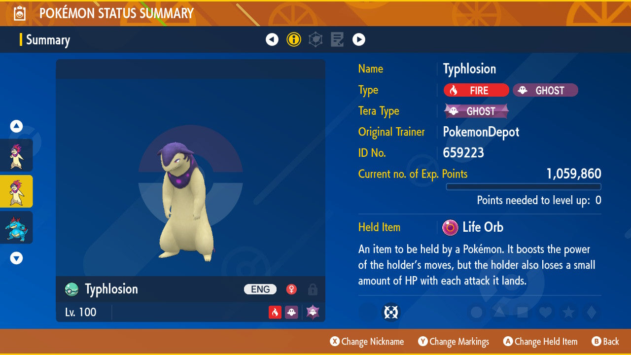 #157 Typhlosion (Johto or Hisui) (Alpha in PLA)